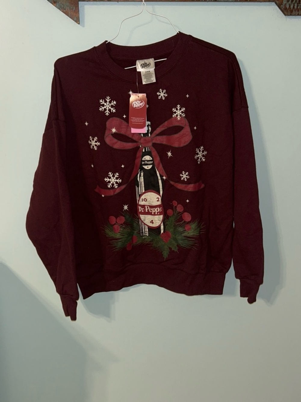 Dr Pepper Women's Maroon Holiday Sweatshirt